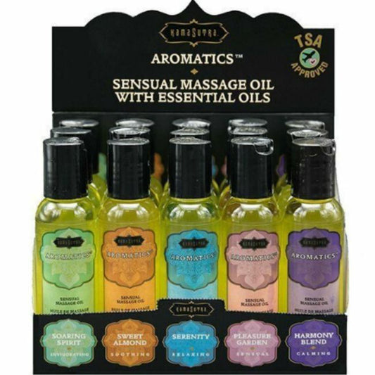 KAMASUTRA - CONJUNTO 15 ÓLEOS DE MASSAGEM + CAIXA EXPOSITOR - Infernum Store