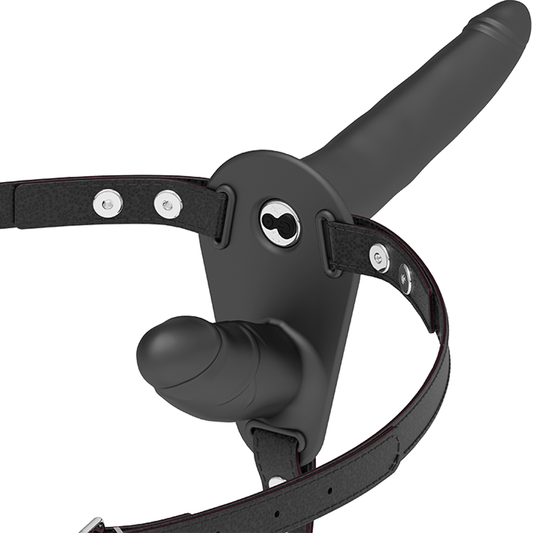 FETISH SUBMISSIVE HARNESS - DOUBLE PENETRATION BLACK VIBRATOR