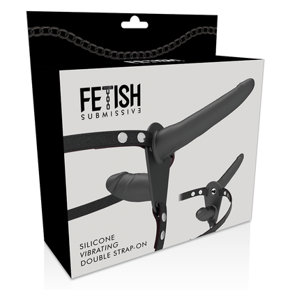 FETISH SUBMISSIVE HARNESS - VIBRADOR PRETO DE DUPLA PENETRAO