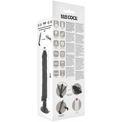 BASECOCK - VIBRADOR REALÍSTICO CONTROLE REMOTO PRETO 21 CM -O- 4 CM