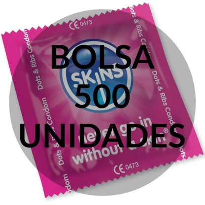 SKINS - SACO PONTOS E TIRAS DE PRESERVATIVOS SKINS 500 UNIDADES