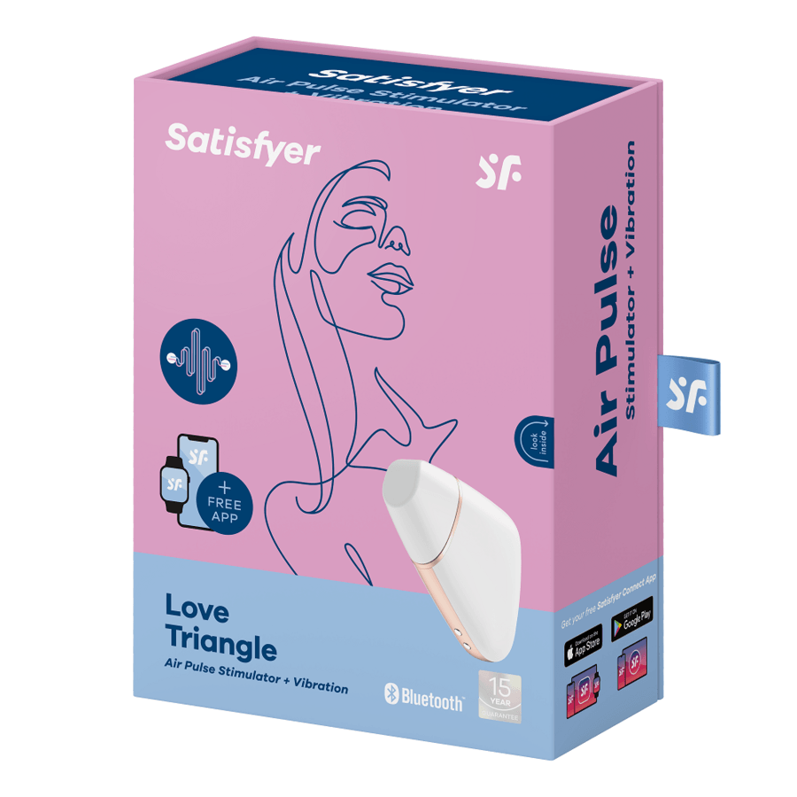 SATISFYER LOVE TRIANGLE AIR PULSE STIMULATOR & VIBRATOR - WHITE