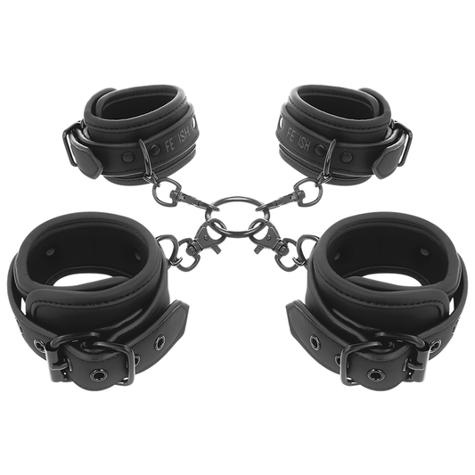 FETISH SUBMISSIVE - CONJUNTO DE ALGEMAS DE MÃOS E TORNOZELO COM FORRO DE NOPRENE
