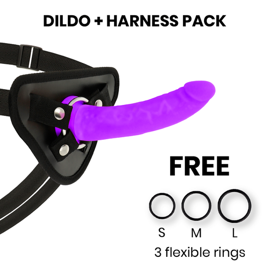 DELTA CLUB - TOYS HARNESS + DONG PURPLE SILICONE 17 CM -O- 3 CM