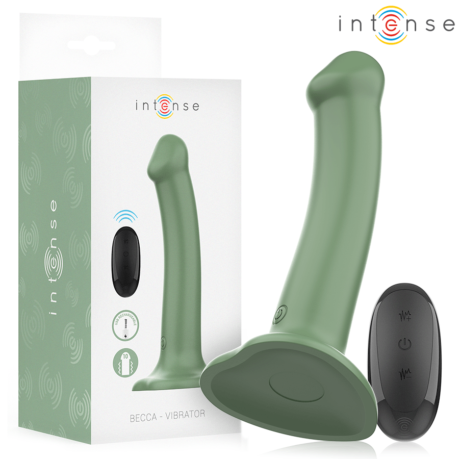 INTENSE - BECCA VIBRATOR WITH SUCTION CUP 10 VIBRATIONS GREEN REMOTE CONTROL - Infernum Store