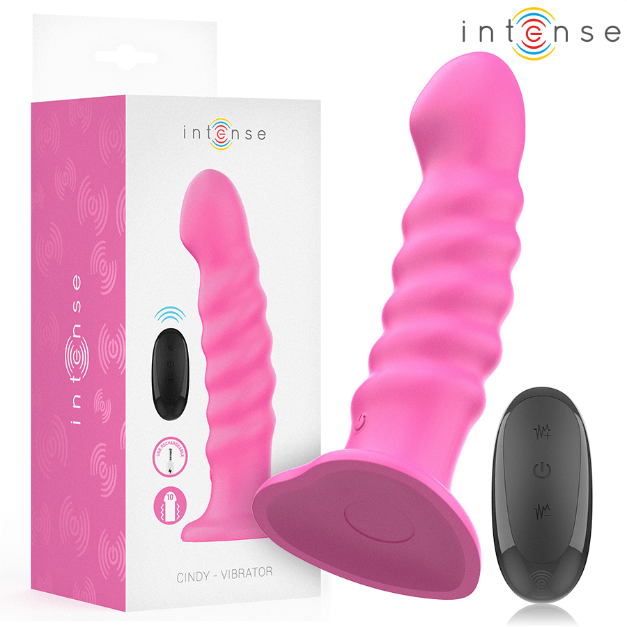 INTENSE - CINDY VIBRATOR SIZE L SPIRAL DESIGN 10 VIBRATIONS PINK REMOTE CONTROL - Infernum Store