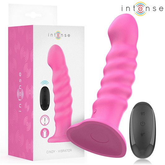 INTENSE - CINDY VIBRATOR SIZE L SPIRAL DESIGN 10 VIBRATIONS PINK REMOTE CONTROL - Infernum Store