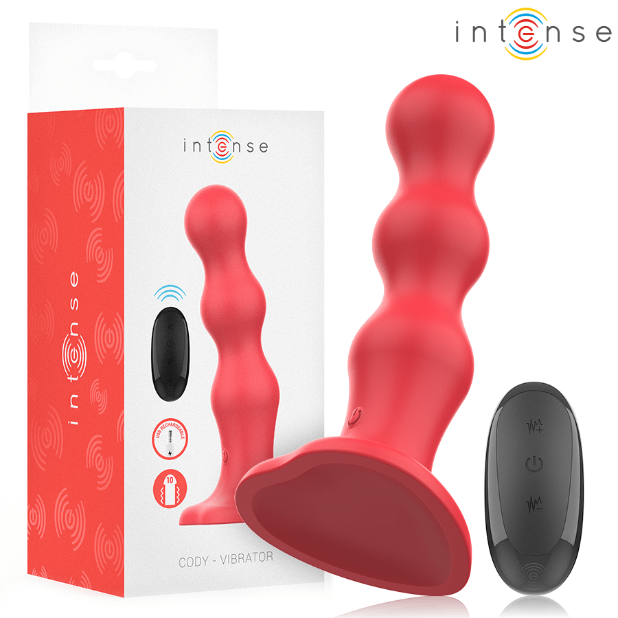 INTENSE - CODY VIBRATOR WITH SUCTION CUP RED REMOTE CONTROL - Infernum Store