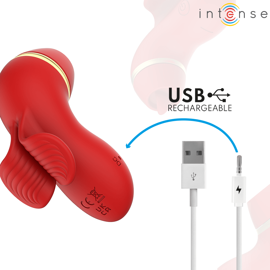 INTENSE - ESTIMULADOR DE PATTY COM 4 PONTAS, SUCÇÃO, TOQUES, CÓCEGAS E LAMBIDAS - Infernum Store