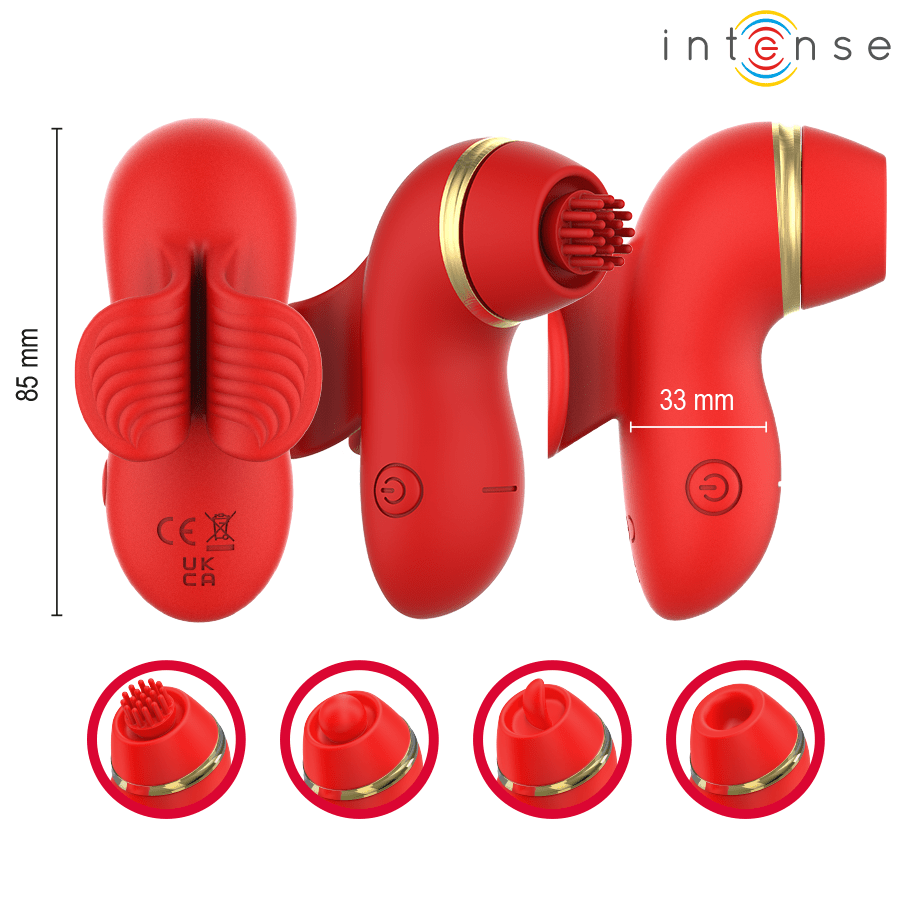 INTENSE - ESTIMULADOR DE PATTY COM 4 PONTAS, SUCÇÃO, TOQUES, CÓCEGAS E LAMBIDAS - Infernum Store
