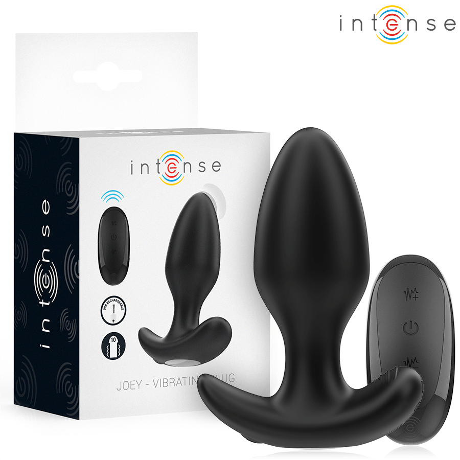 INTENSE - JOEY ANAL PLUG 10 VIBRATIONS BLACK REMOTE CONTROL - Infernum Store
