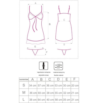 LIVCO CORSETTI FASHION - HYEONA 1710 BABYDOLL + TANGA ROSE S - Infernum Store