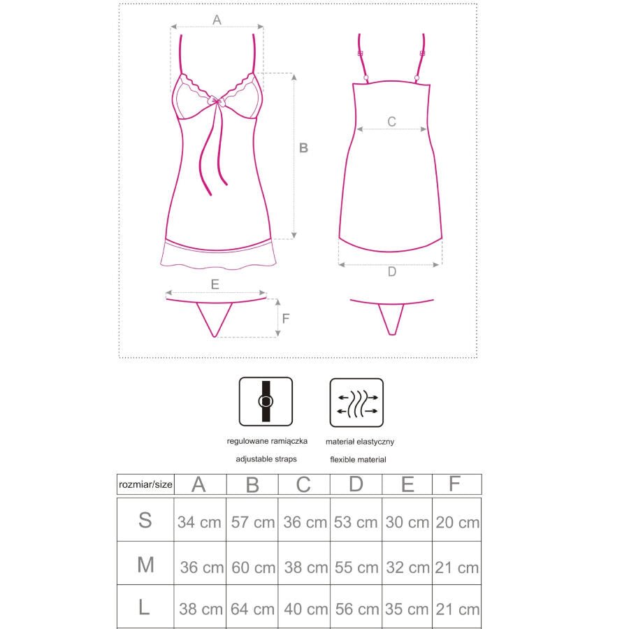 LIVCO CORSETTI FASHION - HYEONA 1710 BABYDOLL + TANGA ROSE S - Infernum Store