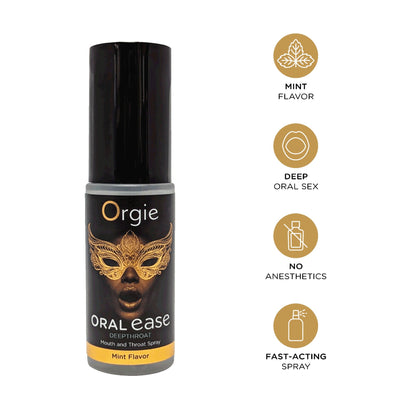 ORGIE ORAL EASE DEEPTHROAT MOUTH AND THROAT SPRAY MINT FLAVOUR 15ML - Infernum Store
