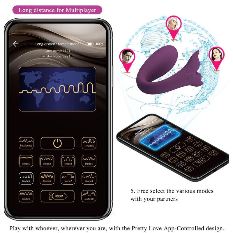 PRETTY LOVE - JAYLEEN VIBRADOR APP CONTROLE REMOTO ROXO - Infernum Store