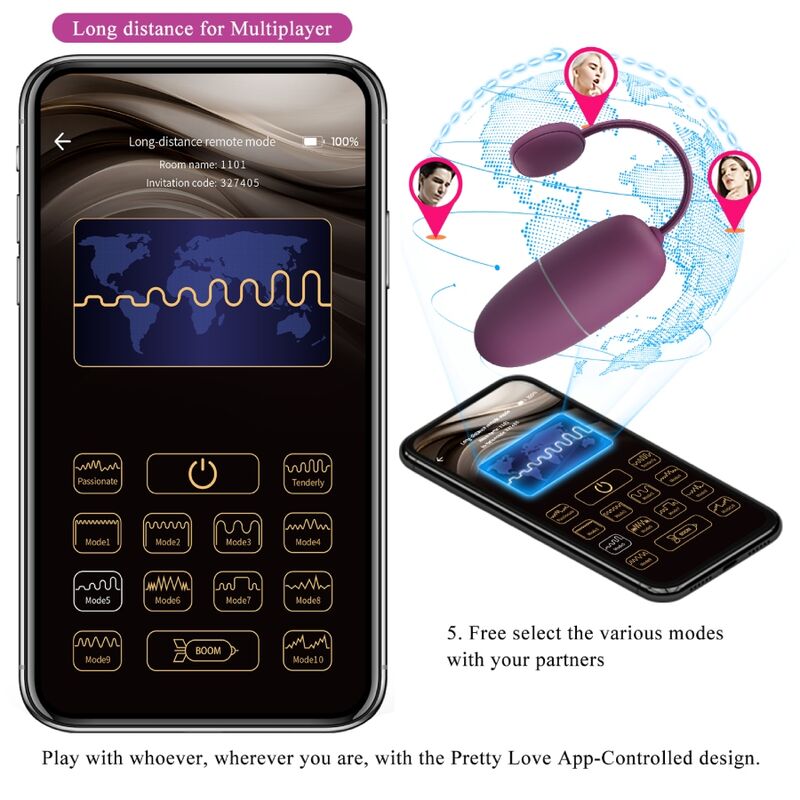 PRETTY LOVE - NYMPH OVO VIBRANTE APP CONTROLADO LILA - Infernum Store