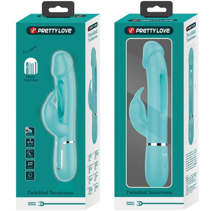 PRETTY LOVE - VIBRADOR COELHO DEJON 3 EM 1 MULTIFUNO AQUA VERDE - Infernum Store