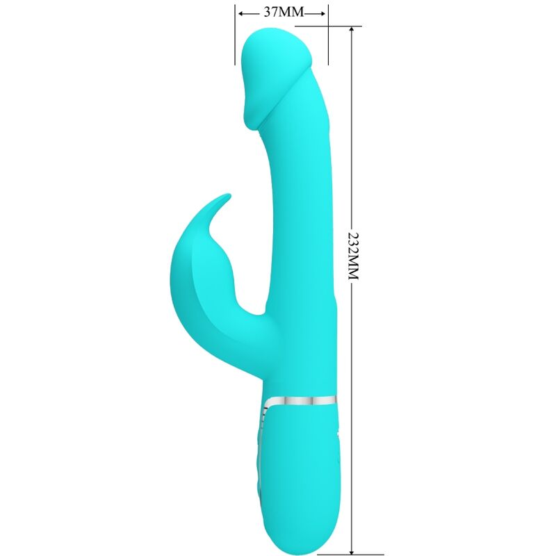 PRETTY LOVE - VIBRADOR COELHO DEJON 3 EM 1 MULTIFUNO AQUA VERDE - Infernum Store