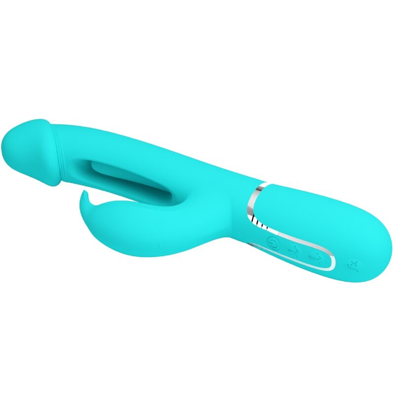 PRETTY LOVE - VIBRADOR COELHO DEJON 3 EM 1 MULTIFUNO AQUA VERDE - Infernum Store