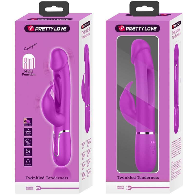 PRETTY LOVE - VIBRADOR COELHO DEJON 3 EM 1 MULTIFUNO FUCSIA - Infernum Store