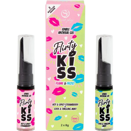 SECRETPLAY - FLIRTY KISS GELS WITH ORAL SEX EFFECTS STRAWBERRY & MINT 2 x 8 GR - Infernum Store