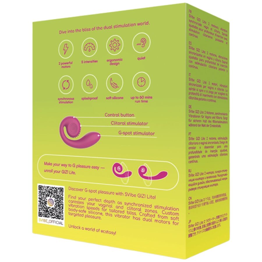 SNAIL VIBE - GIZI LITE VIBRADOR ROSA DUPLO PARA PONTO G E CLITÓRIS - Infernum Store
