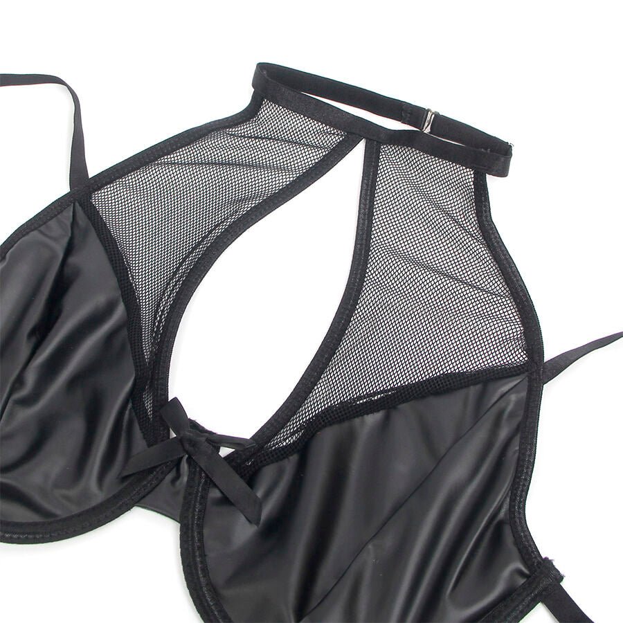 SUBBLIME - 957582 CONJUNTO DE SUTIÃ E SAIA DE COURO PRETO S/M - Infernum Store